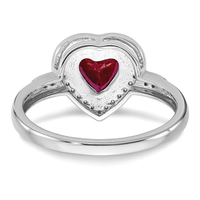 High-Quality 14K White Gold Heart-Shaped Ruby & Diamond Halo Ring - Stylish Value-5