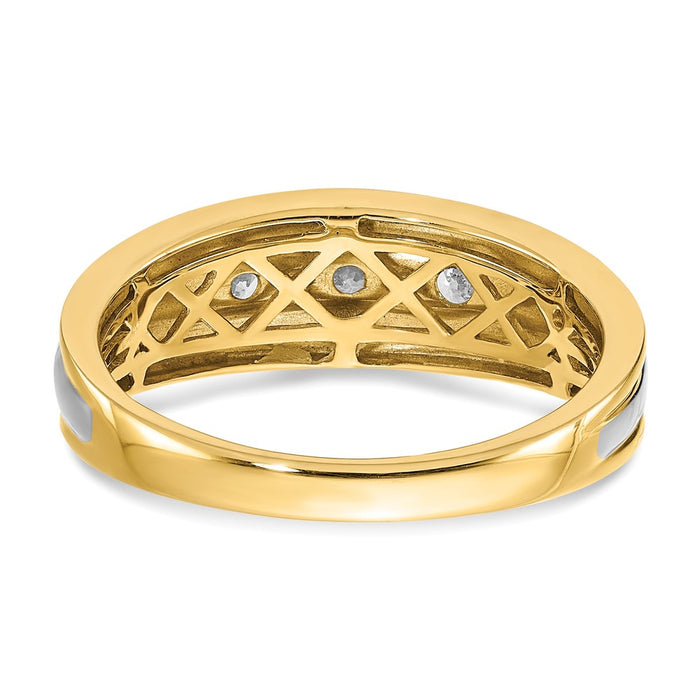 Exclusive 14K Two-Tone Men's Channel Band - 5-Stone 1/4 Carat Diamond Accent-5