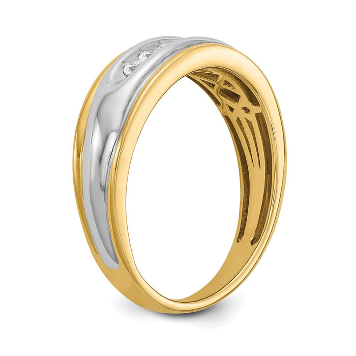 Exclusive 14K Two-Tone Men's Channel Band - 5-Stone 1/4 Carat Diamond Accent-6