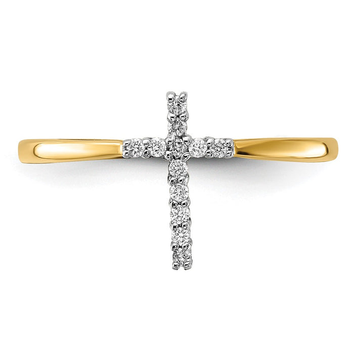 Shop 14K Yellow Gold Diamond-Studded Cross Ring - Stylish Luxury Jewelry-4