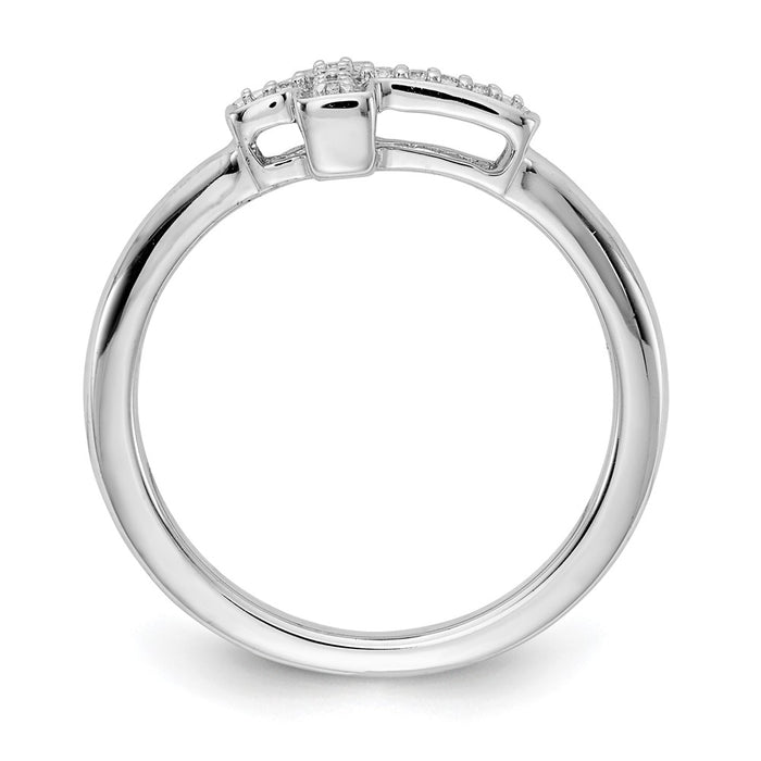 High-Quality 14K White Gold Diamond Cross Band Ring - Stylish & Affordable Luxury-2