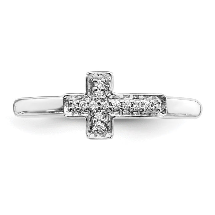High-Quality 14K White Gold Diamond Cross Band Ring - Stylish & Affordable Luxury-4