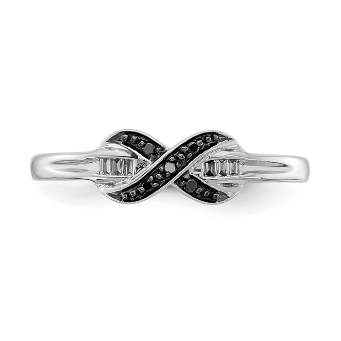 Exclusive 14K White Gold X-Shaped Ring with Black & White Diamonds - Affordable Luxury-4