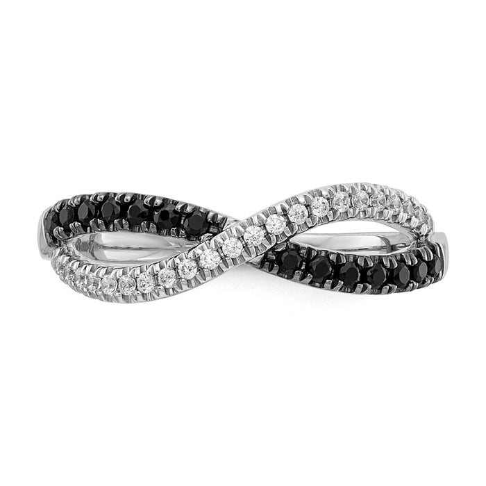 Buy Exclusive 14K White Gold Twisted Ring | Stylish Black & White Diamonds-4