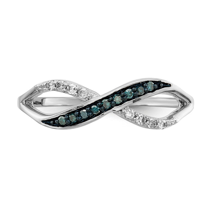 Exclusive 14K White Gold Crisscross Ring with Blue & White Diamonds - Stylish Value-4