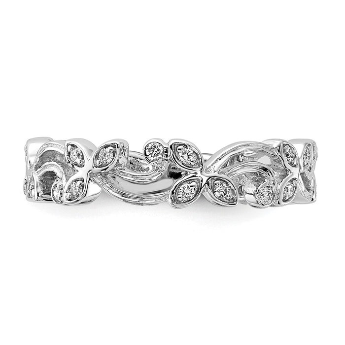 Buy Stylish 14K White Gold Diamond Floral Ring - Luxury Design, Perfect Value!-4