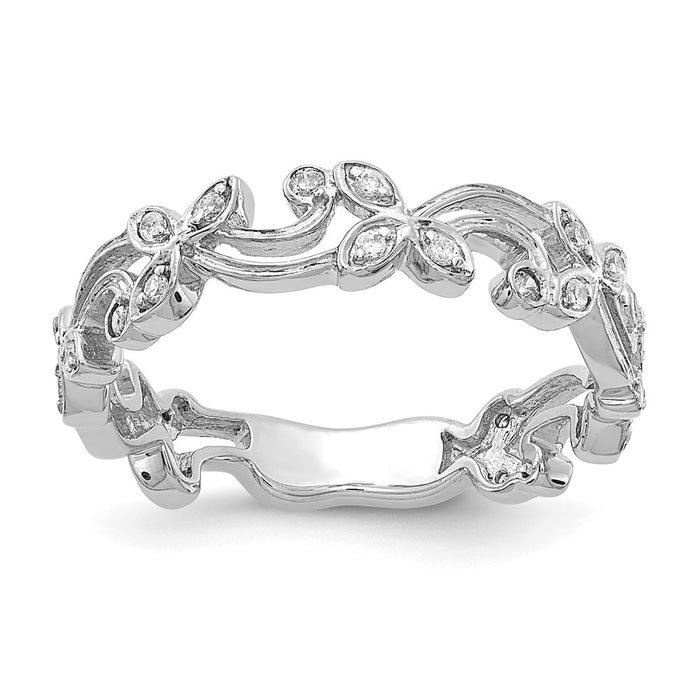Buy Stylish 14K White Gold Diamond Floral Ring - Luxury Design, Perfect Value!-1