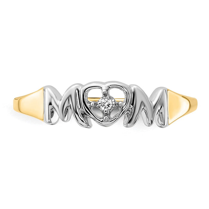 Shop 14K White Gold Rhodium-Plated Diamond "Mom" Ring - Stylish Luxury Gift-4