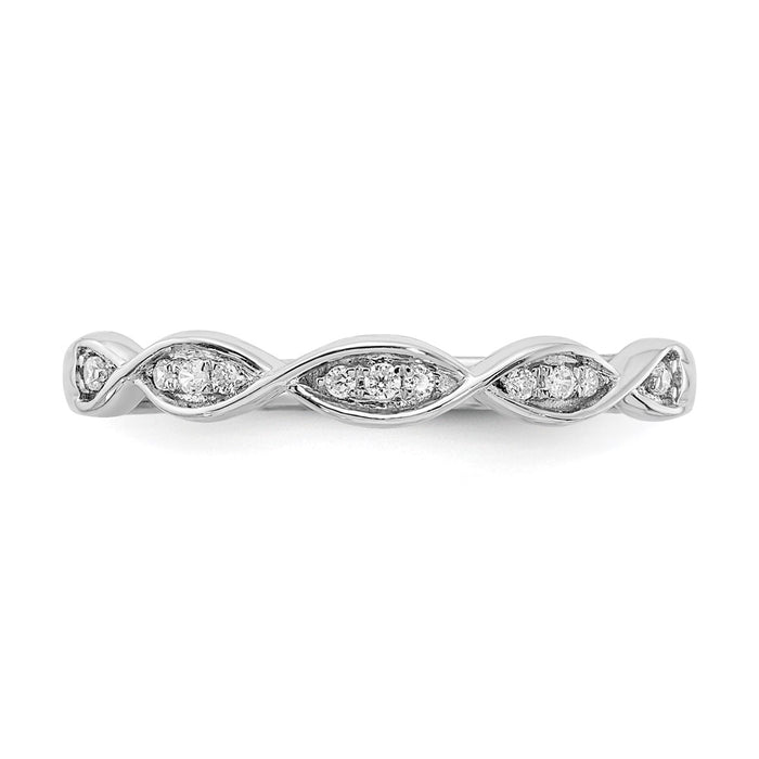 Buy Stylish 14K White Gold Criss-Cross Diamond Wedding Band - 1/15 Carat Value-4