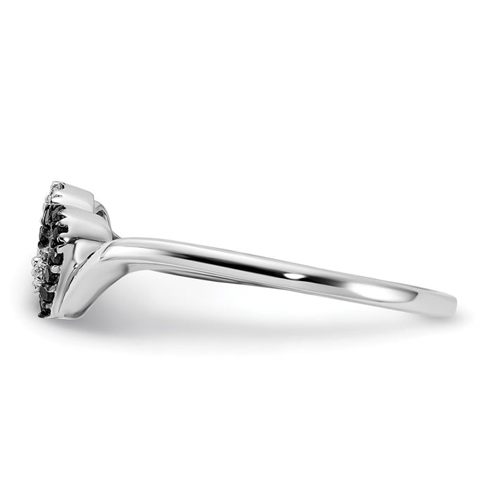 Exclusive 14K White Gold Double Heart Ring with Black & White Diamonds - Stylish Value!-3