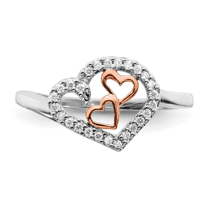 Shop Exclusive 14K White & Rose Gold Diamond Heart-Shaped Ring - Stylish Value!-4