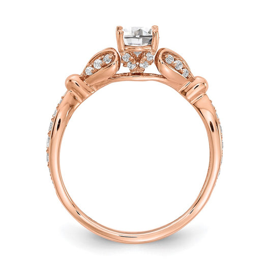 Buy Stylish 14K Rose Gold Semi-Mount Engagement Ring with Hearts Design, 1/2 Carat Oval Center