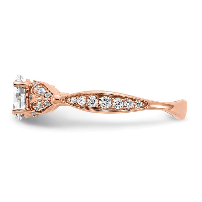 Buy Stylish 14K Rose Gold Semi-Mount Engagement Ring with Hearts Design, 1/2 Carat Oval Center-3
