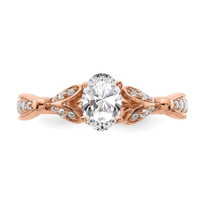 Buy Stylish 14K Rose Gold Semi-Mount Engagement Ring with Hearts Design, 1/2 Carat Oval Center-4