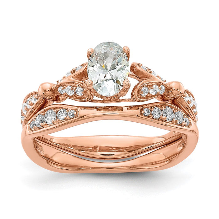 Buy Stylish 14K Rose Gold Semi-Mount Engagement Ring with Hearts Design, 1/2 Carat Oval Center-7