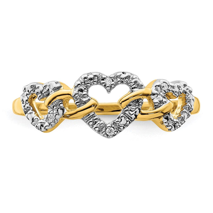 Shop Exclusive 14K Gold Triple Heart Diamond Ring - Stylish & Affordable Luxury-4