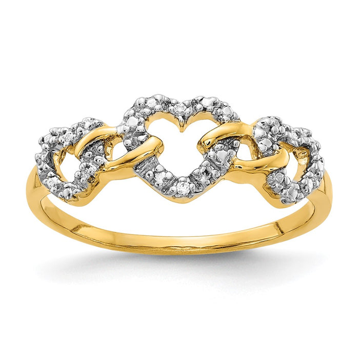 Shop Exclusive 14K Gold Triple Heart Diamond Ring - Stylish & Affordable Luxury-1