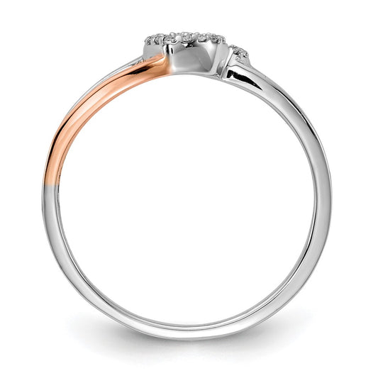 Buy Stylish 14K White & Rose Gold Double Heart Ring with Diamonds