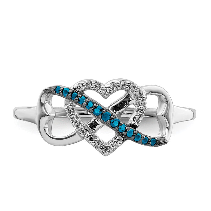 Buy Exclusive 14K White Gold Infinity Heart Ring, 0.85ct Blue & White Diamonds, Stylish Design-4
