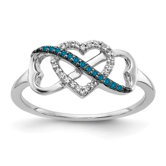Buy Exclusive 14K White Gold Infinity Heart Ring, 0.85ct Blue & White Diamonds, Stylish Design