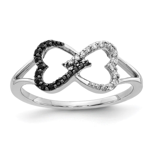 Exclusive 14K White Gold Infinity Heart Ring with Black & White Diamonds