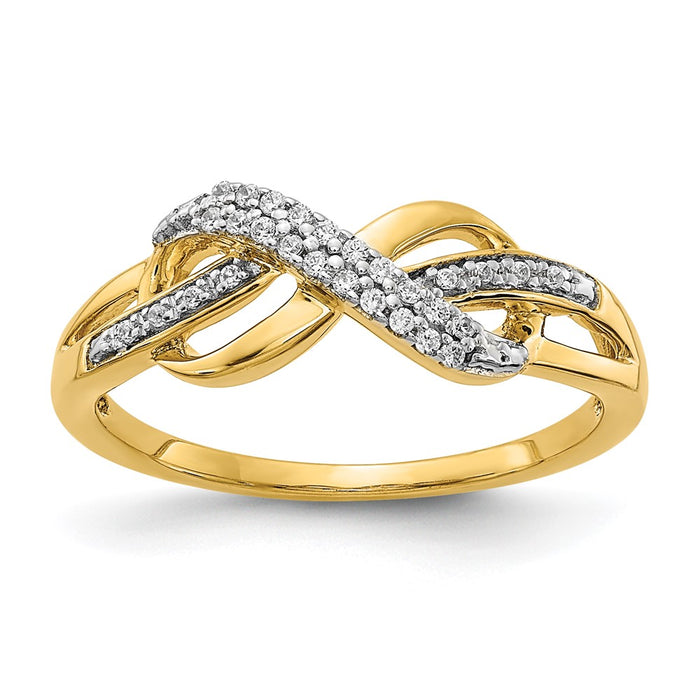 High-Quality 14K Gold Infinity Symbol Ring, 1/10 Carat Lab Grown Diamond - Stylish Value!-1