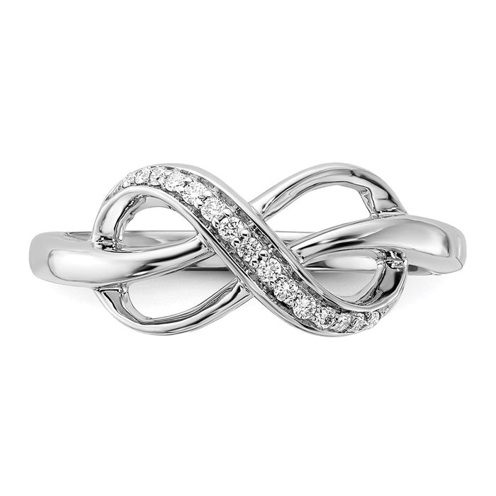 Shop Stylish 14K White Gold Infinity Diamond Ring - Luxury with .85mm Width-4