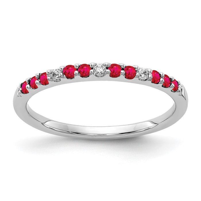 Exclusive 14K White Gold Ruby & Diamond Eternity Band - Stylish Luxury Value-1