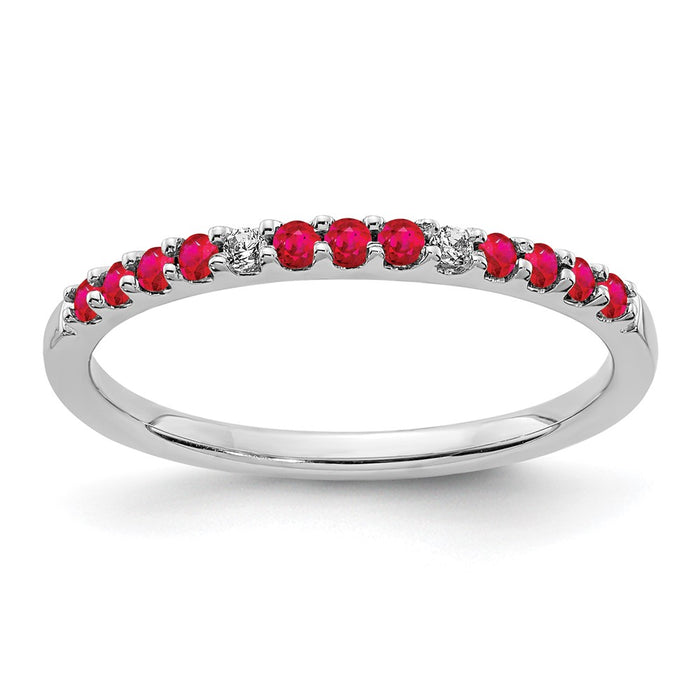 High-Quality 14K White Gold Band with Diamonds & Rubies | Stylish Luxury Quality-1