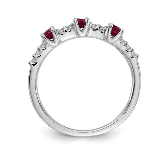 Buy Exclusive 14K White Gold Three-Stone Ring with Diamonds & Rubies - Luxury Value