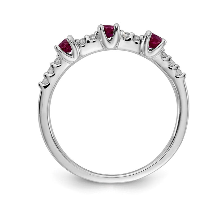 Buy Exclusive 14K White Gold Three-Stone Ring with Diamonds & Rubies - Luxury Value-2