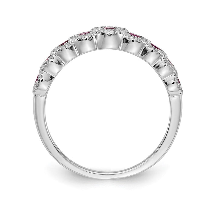 High-Quality 14K White Gold Polished Ring with Diamonds & Rubies | Stylish Value-2