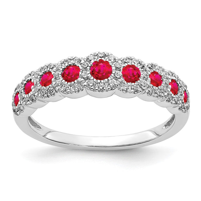 High-Quality 14K White Gold Polished Ring with Diamonds & Rubies | Stylish Value-1