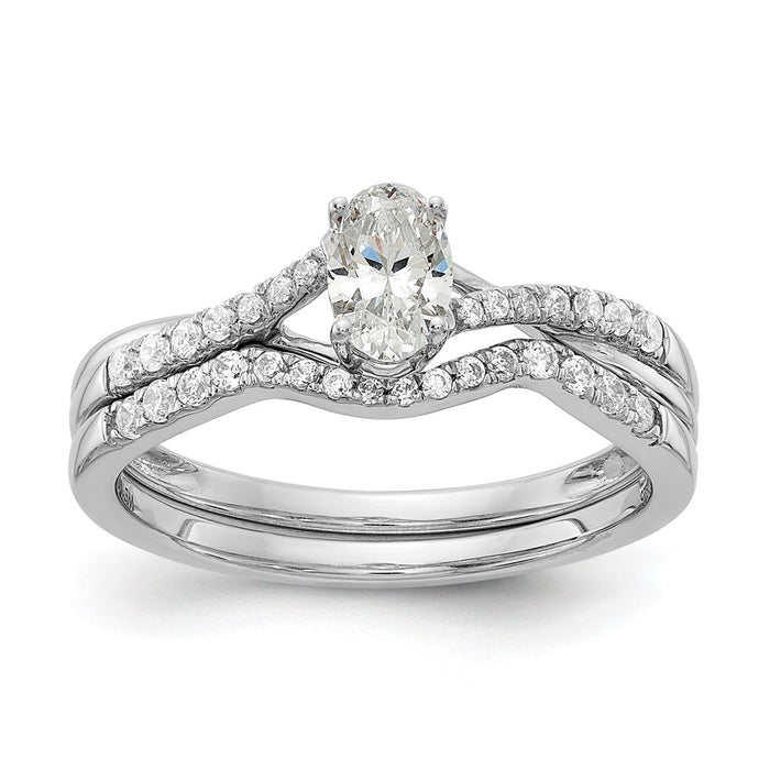 Buy Stylish 14K White Gold By-Pass Engagement Ring with 1/10 Carat Diamonds-7