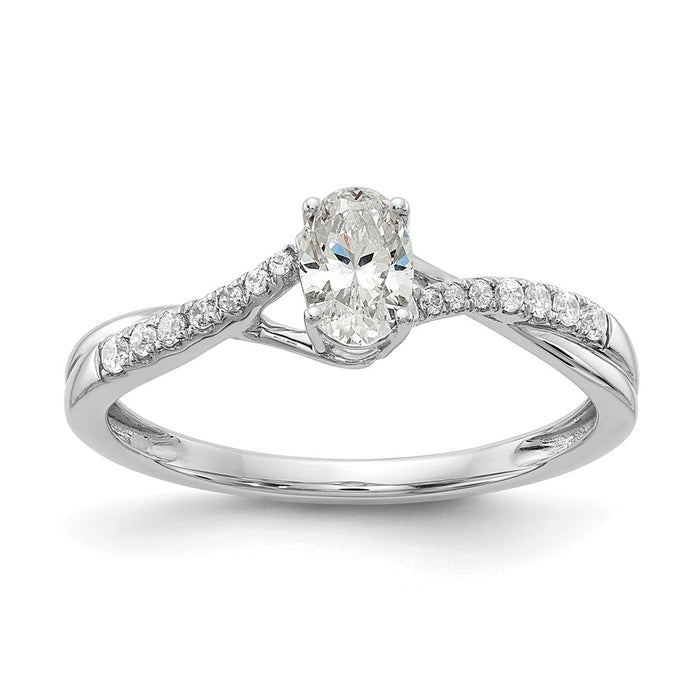 Buy Stylish 14K White Gold By-Pass Engagement Ring with 1/10 Carat Diamonds-1