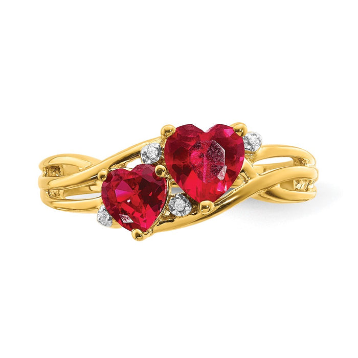 Order 14K Lab-Created Ruby & Diamond Double Heart Ring - Stylish Value!-3