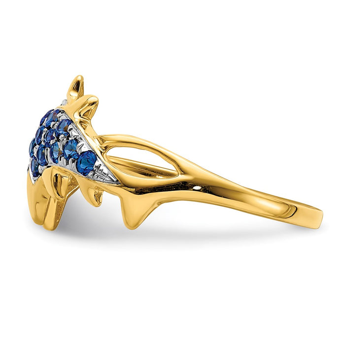 Shop Exclusive 14K White Gold Dolphin Ring with Diamonds & Sapphires - Stylish!-3