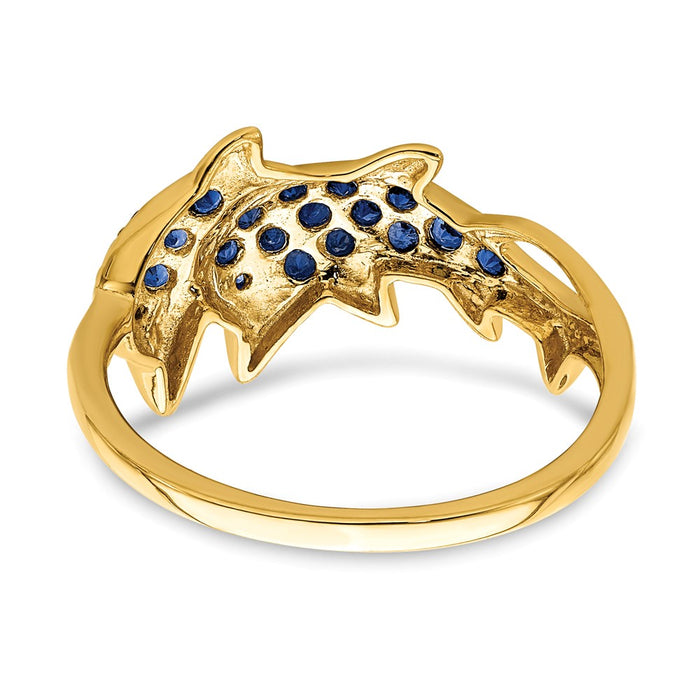 Shop Exclusive 14K White Gold Dolphin Ring with Diamonds & Sapphires - Stylish!-4