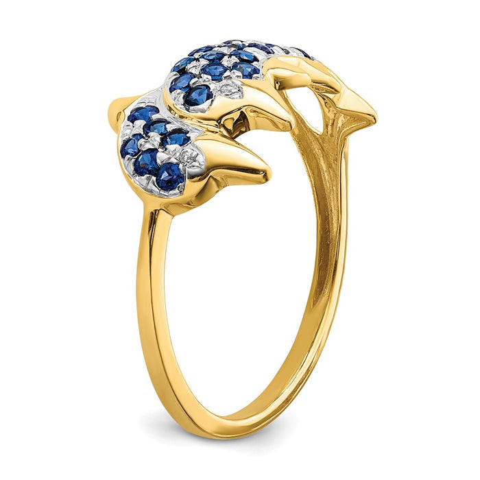 Shop Exclusive 14K White Gold Dolphin Ring with Diamonds & Sapphires - Stylish!-5