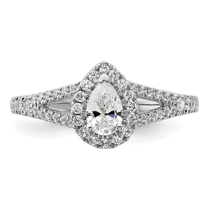 Exclusive 14K White Gold Halo Engagement Ring, 1/2 Carat Pear Center, Stylish Value-4