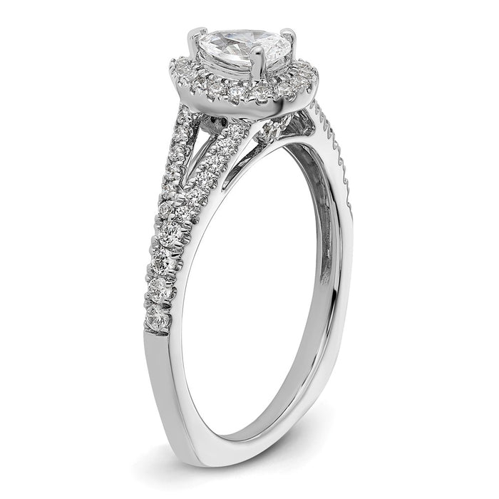 Exclusive 14K White Gold Halo Engagement Ring, 1/2 Carat Pear Center, Stylish Value-6