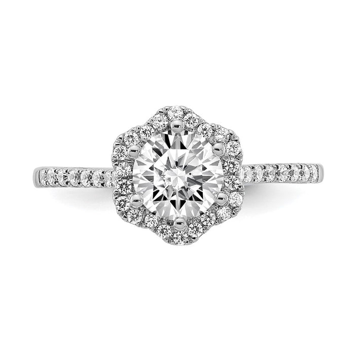 Buy Exclusive 14K White Gold Hexagon Halo Engagement Ring - 3/4 Carat Semi-Mount-4