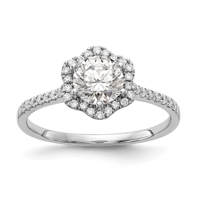 Buy Exclusive 14K White Gold Hexagon Halo Engagement Ring - 3/4 Carat Semi-Mount-1