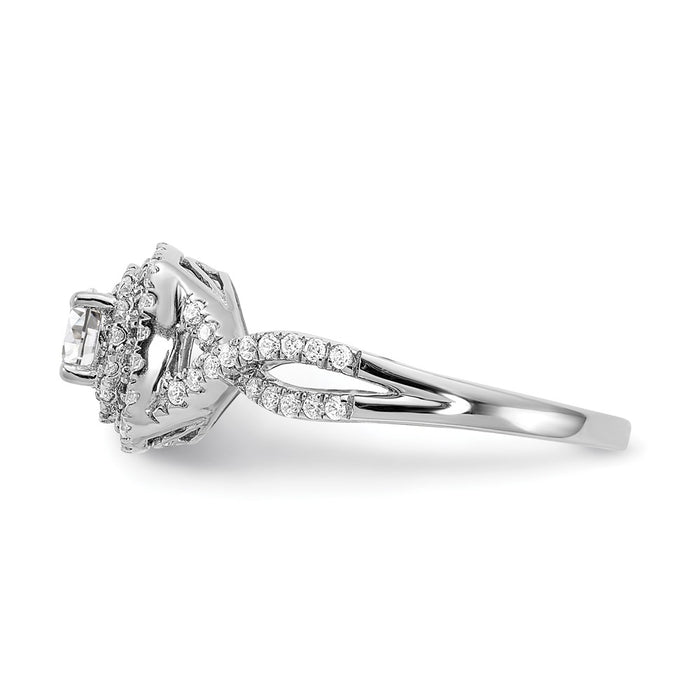 Buy 14K White Gold Double Halo Engagement Ring - 1/3 Carat Center, Stylish Value!-3