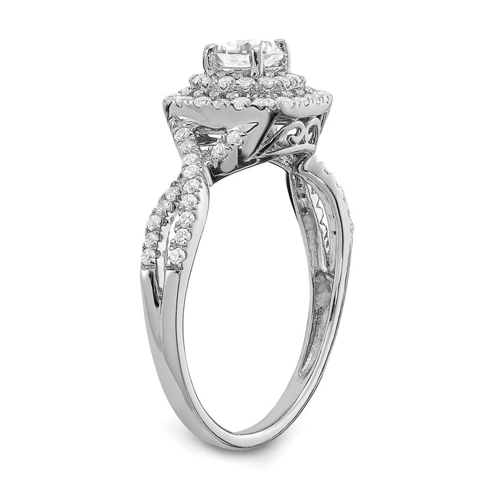Buy 14K White Gold Double Halo Engagement Ring - 1/3 Carat Center, Stylish Value!-6