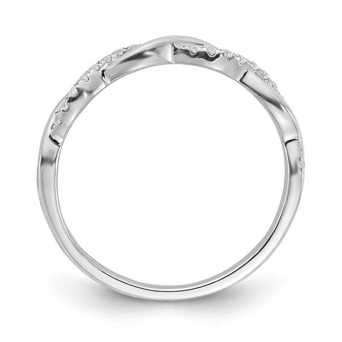 Buy Stylish 14K White Gold Criss-Cross Wedding Band with 1/8 Carat Diamonds-2