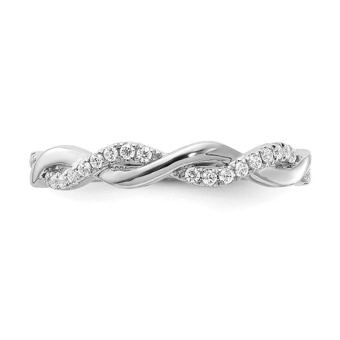 Buy Stylish 14K White Gold Criss-Cross Wedding Band with 1/8 Carat Diamonds-4
