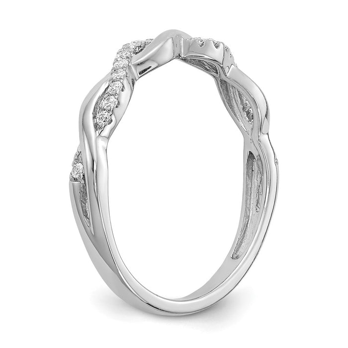 Buy Stylish 14K White Gold Criss-Cross Wedding Band with 1/8 Carat Diamonds-6