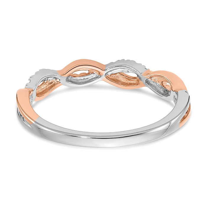 High-quality 14K White & Rose Gold Criss-Cross Wedding Band, 1/8 Ct Diamonds - Stylish Value-5