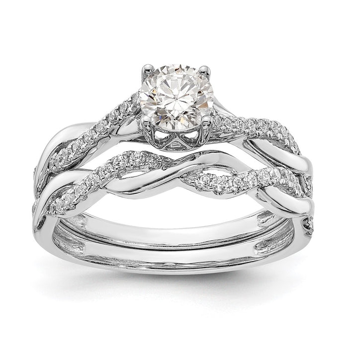 Exclusive 14K White Gold Criss-Cross Engagement Ring for 1/2 Carat Diamond-7